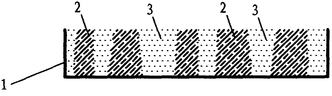 Imitated stone slab with preset patterns containing different size grading raw materials and preparation method thereof