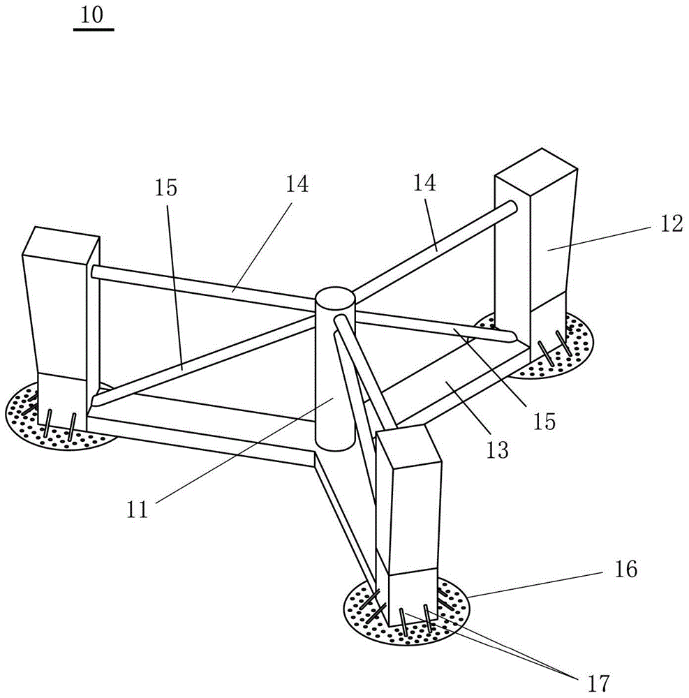 Semi-submersible floating wind turbine foundation and floating wind turbine