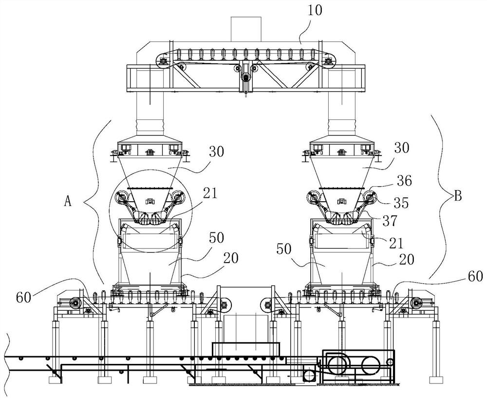 Continuous conveying system for statically metering materials