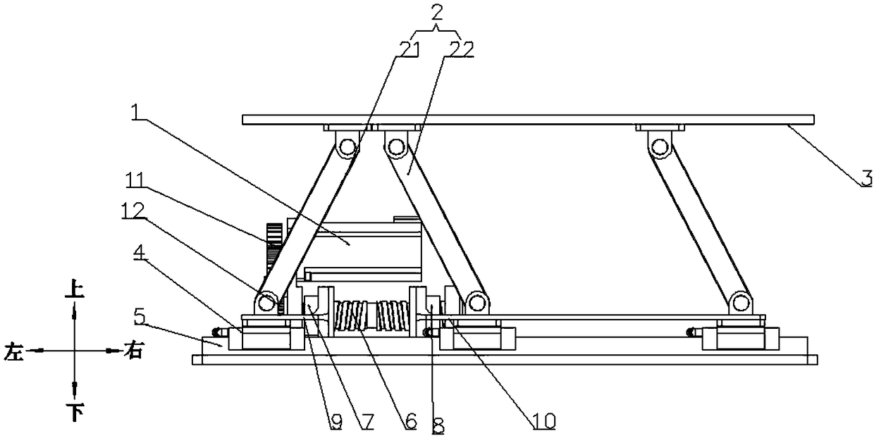 Connection rod type AGV lifting device