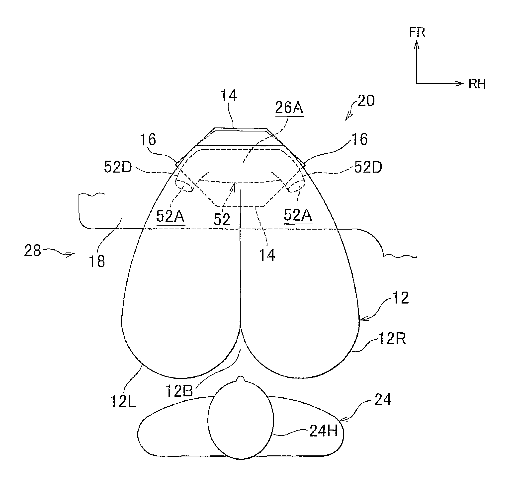 Front passenger airbag device