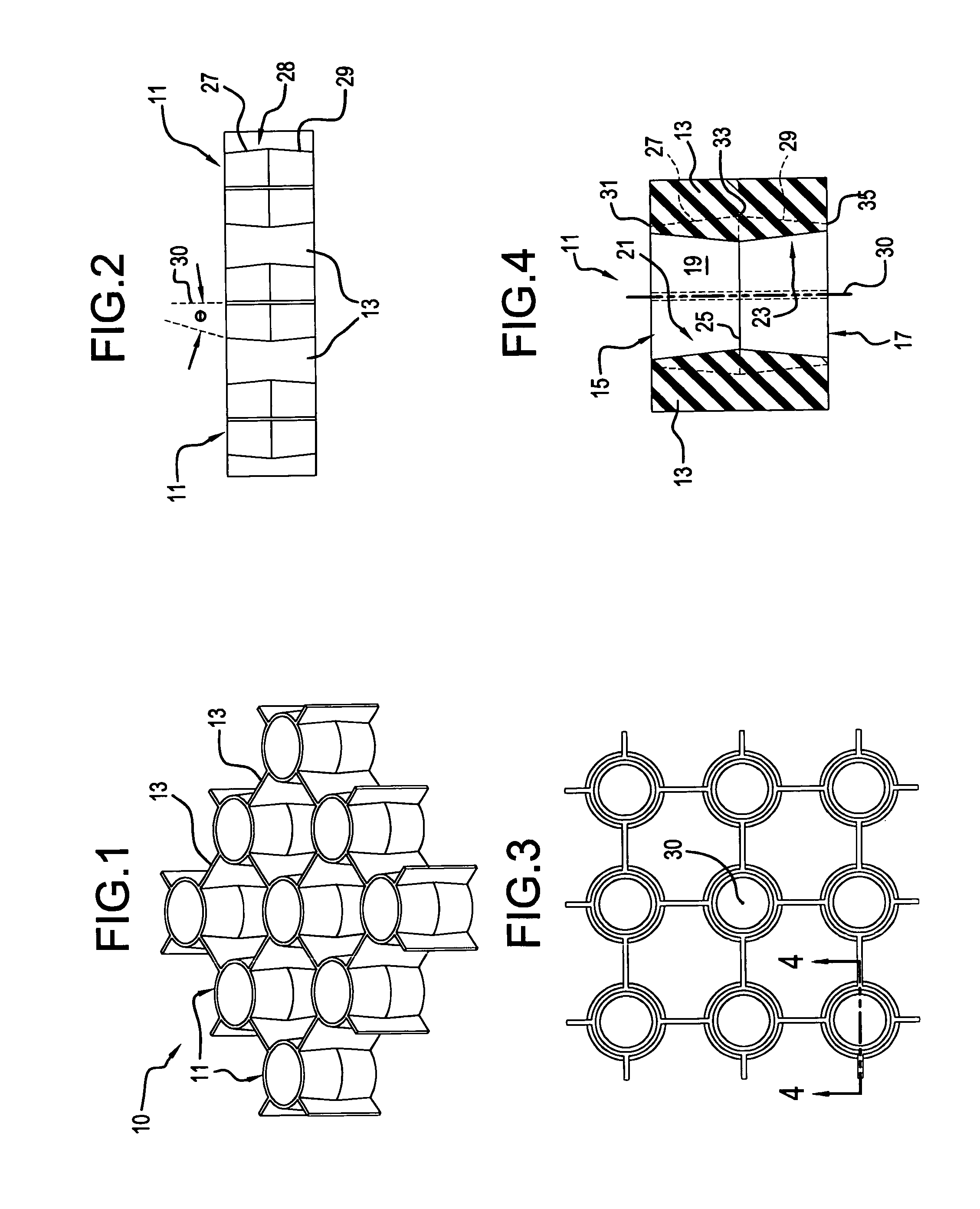 Lateral displacement shock absorbing material