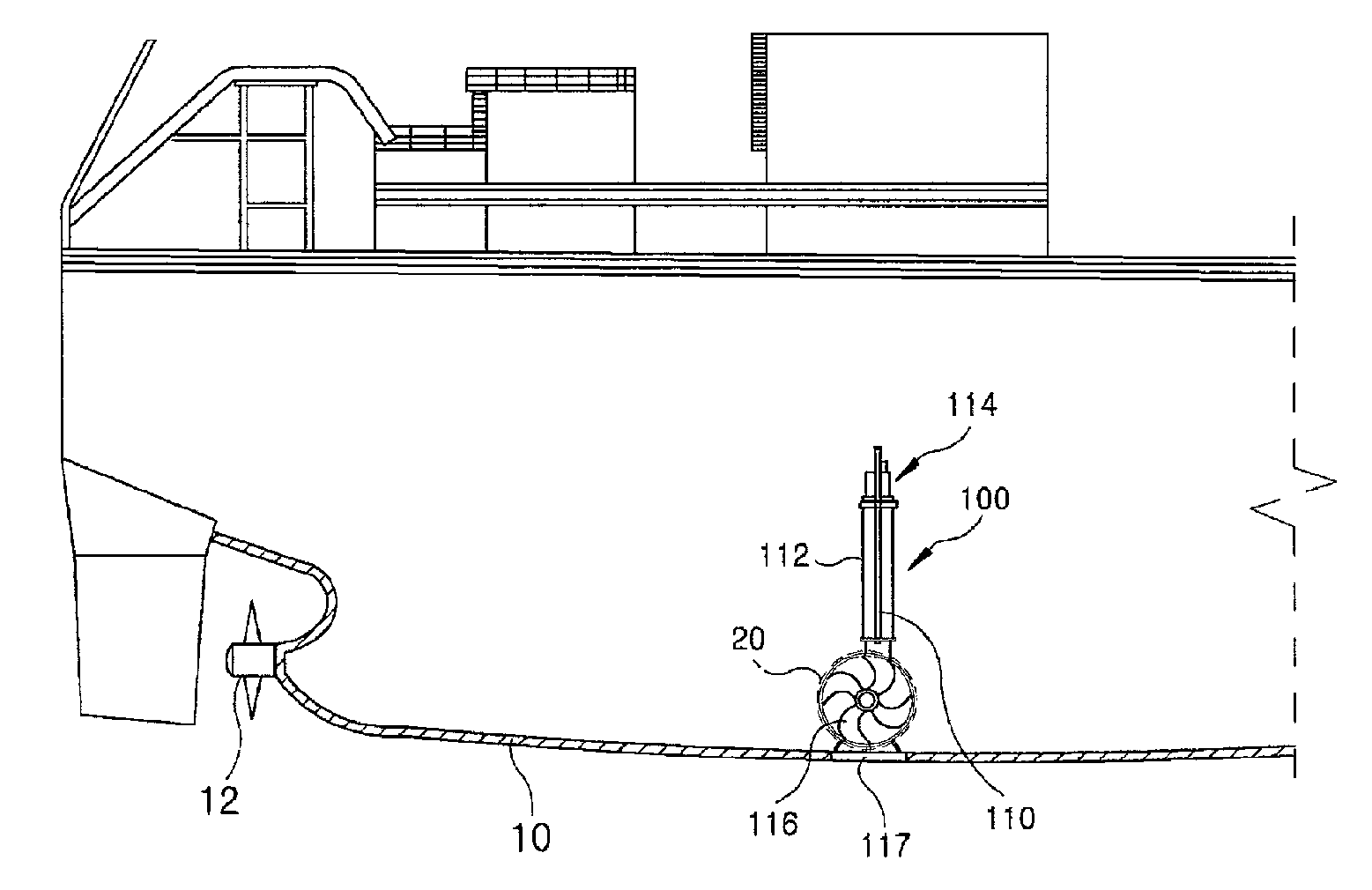 Icebreaking additional propulsion system and icebreaking ship having the same