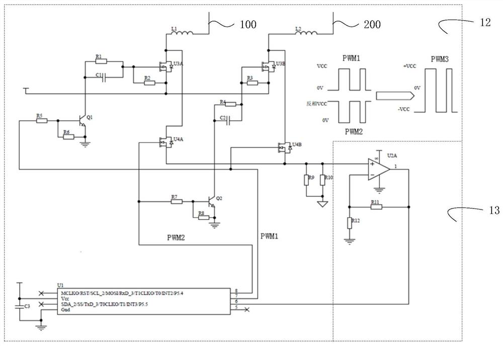 Power supply and communication circuit based on two direct-current lines and method thereof