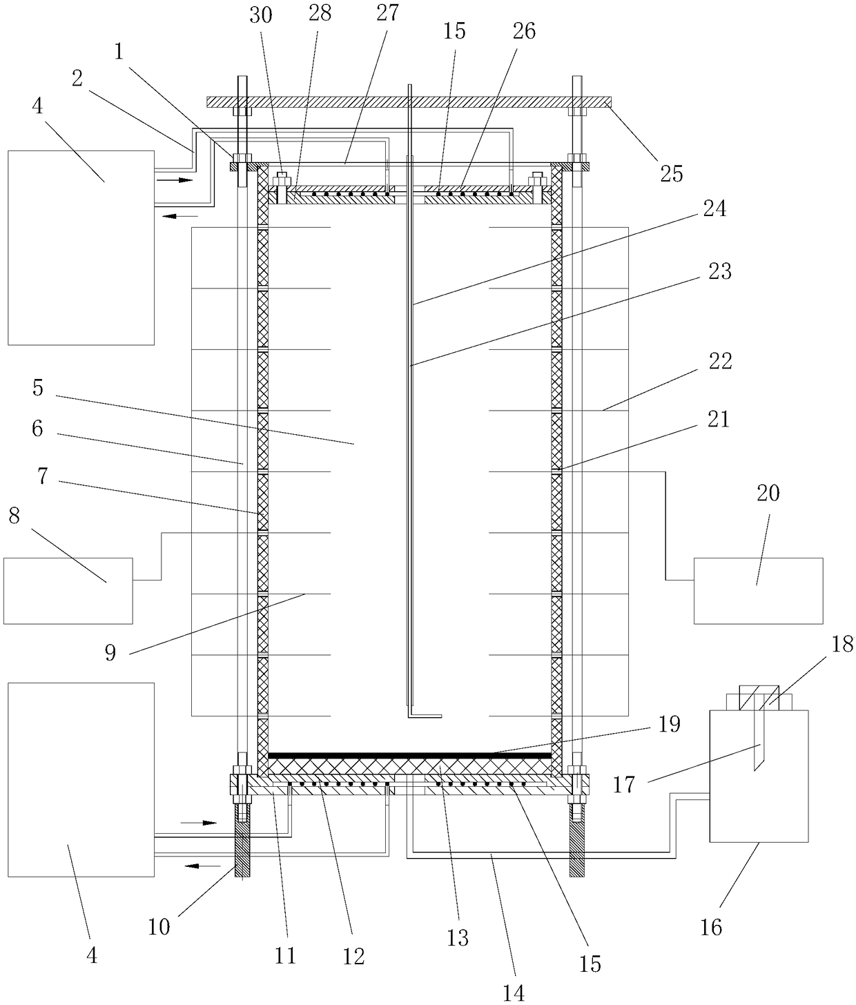 Comprehensive test method for hydrothermal force in soil freezing process