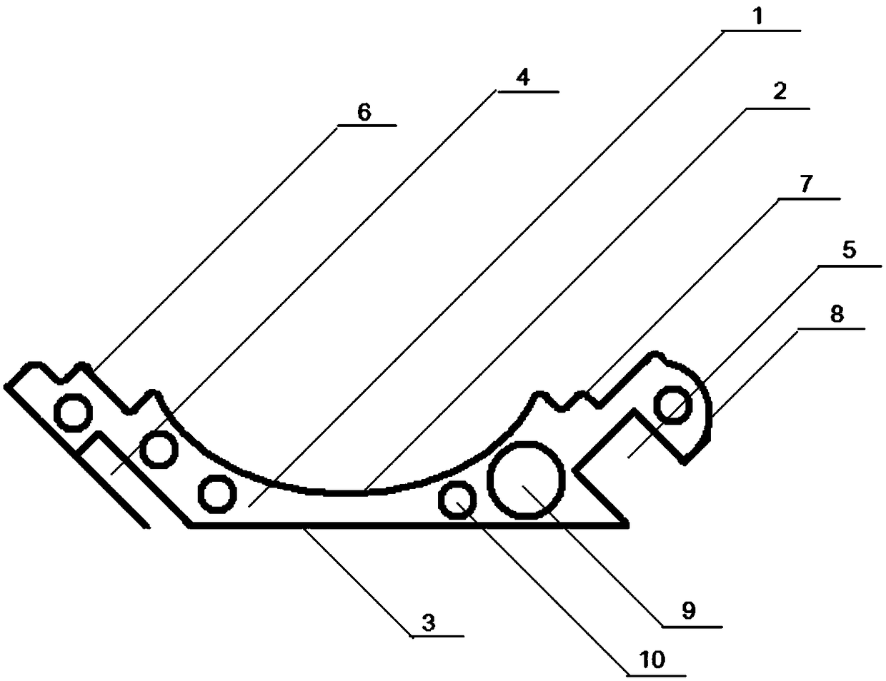 Stone-plastic double-buckle type concave arc-shaped internal corner line with wood ribs