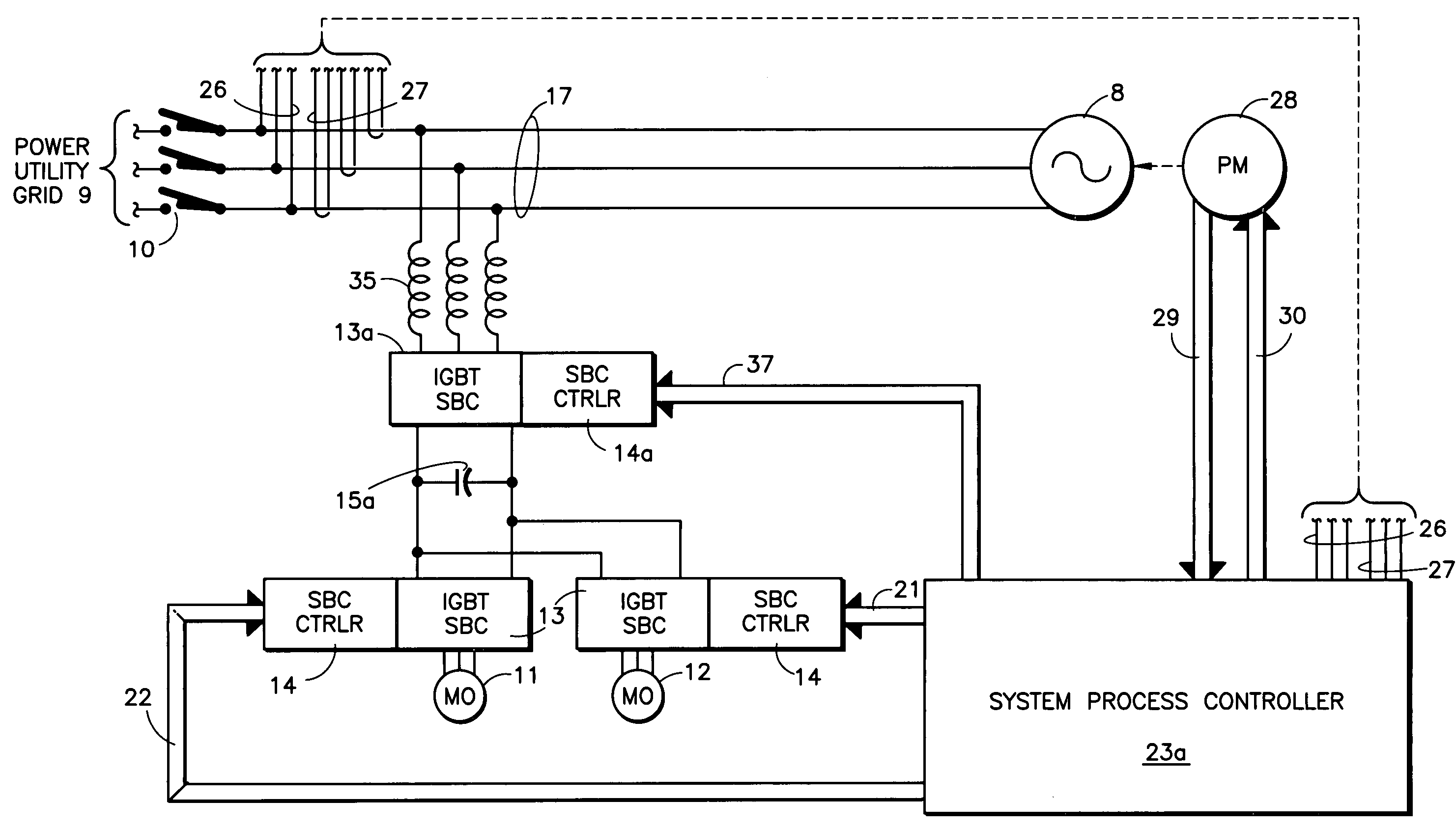 Quality power from induction generator feeding variable speed motors