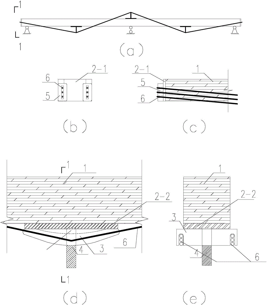 Novel bamboo and wood continuous beam prestressing force exertion system