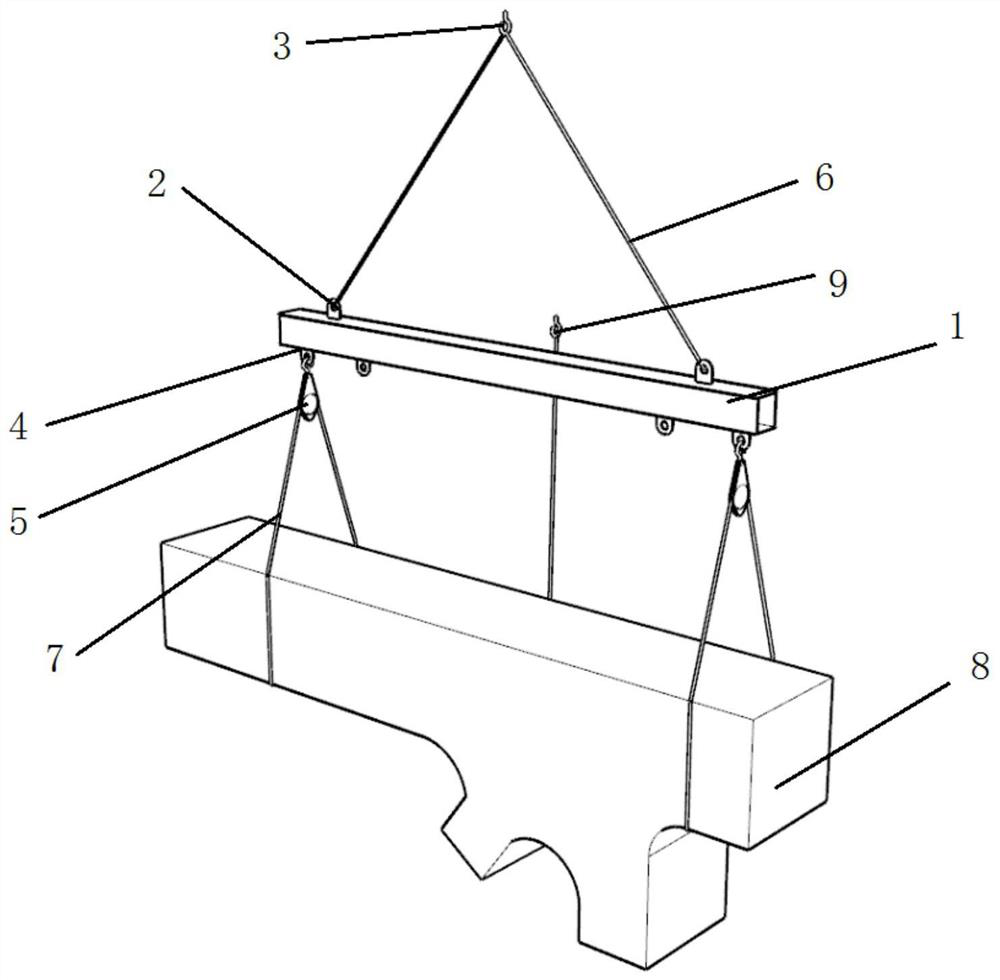 Method and assembly for turning over large bar under working condition of single gantry crane