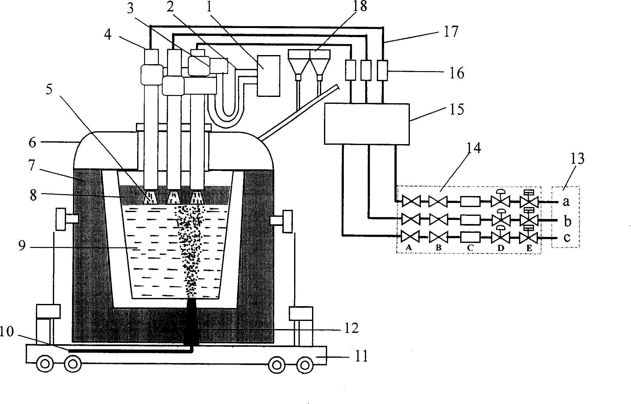 Method for processing ultra-pure ferrite stainless steel by using ladle refining furnace to control carbon and nitrogen content