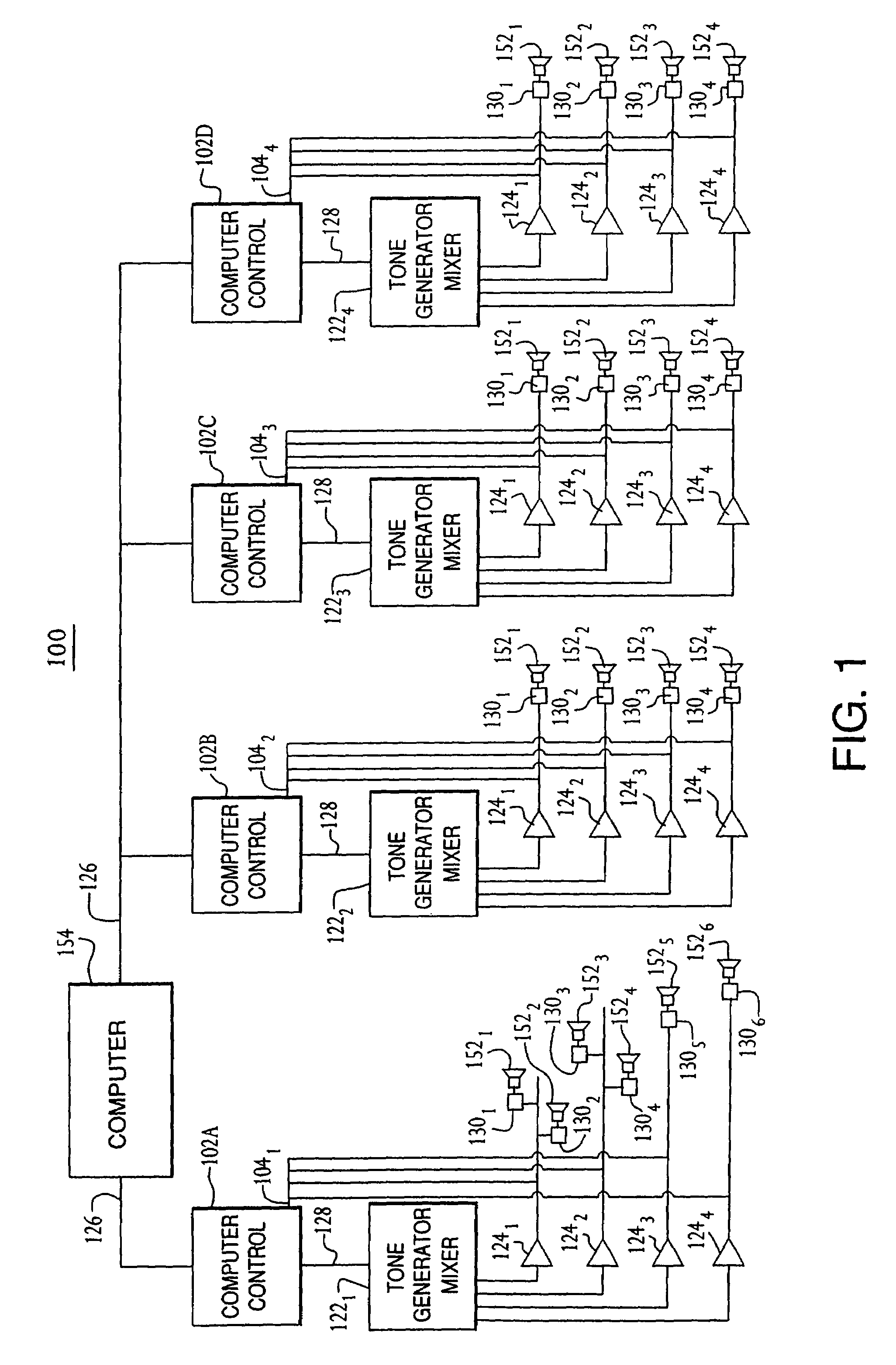 System for controlling remote speakers using centralized amplifiers, centralized monitoring and master/slave communication protocol