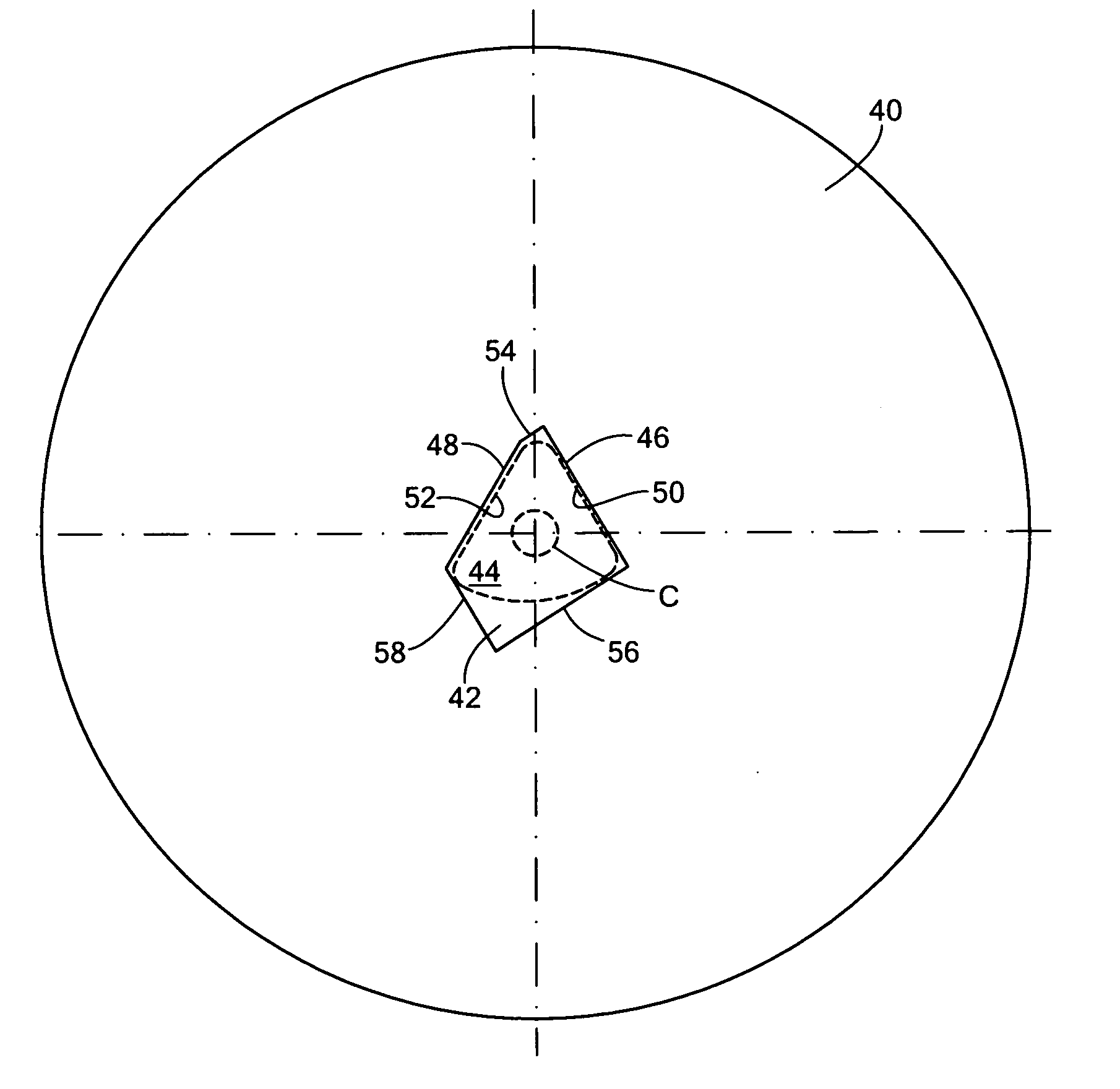 Rotating blade arbor hole