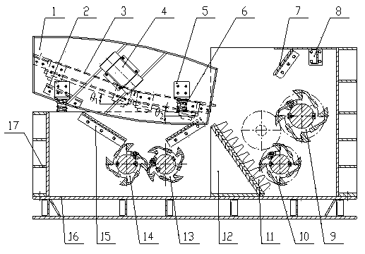 Mining differential high-crushing-ratio four-roller tooth-type crusher