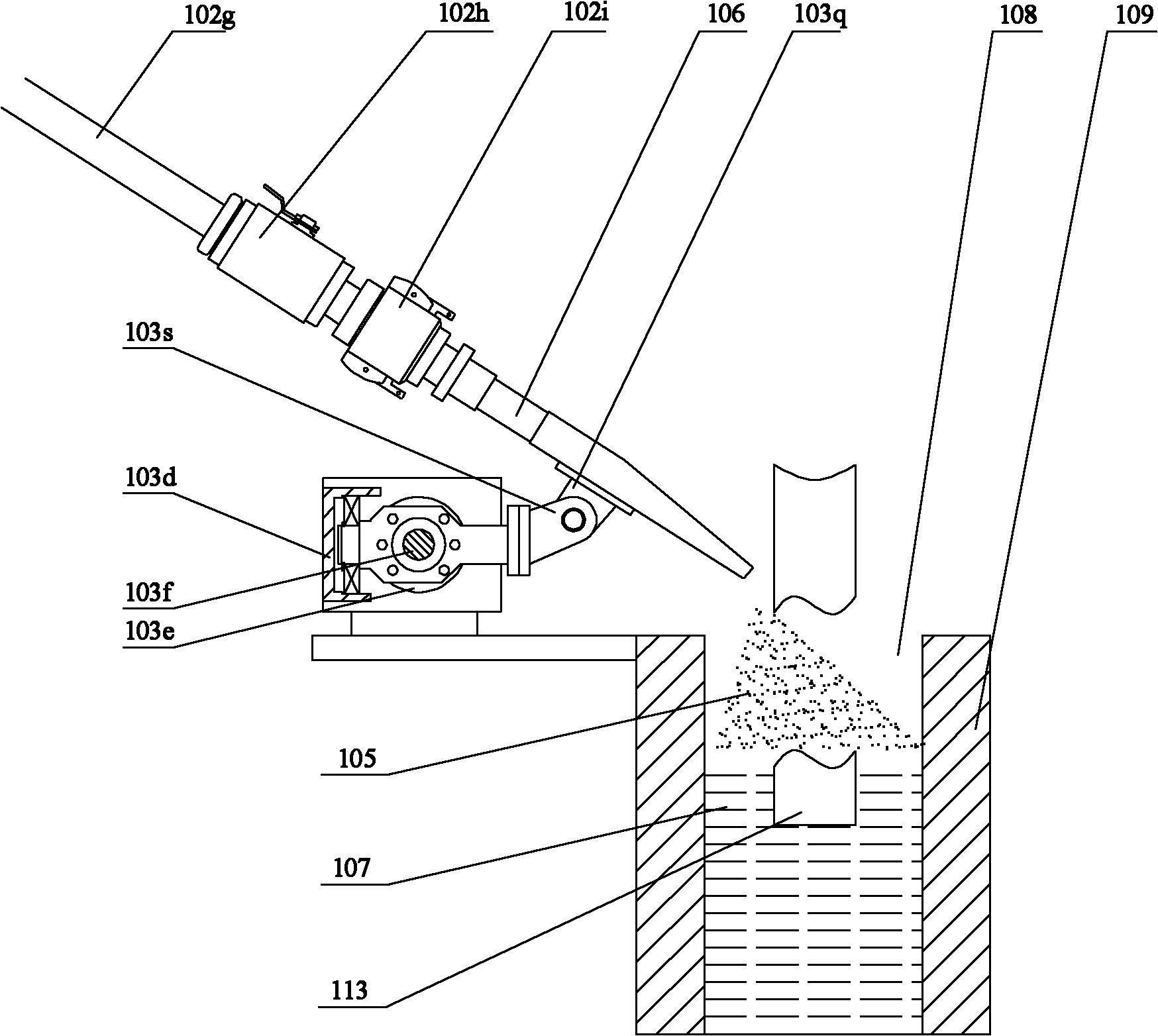 Automatic slag powder adding device of continuous casting machine crystallizer