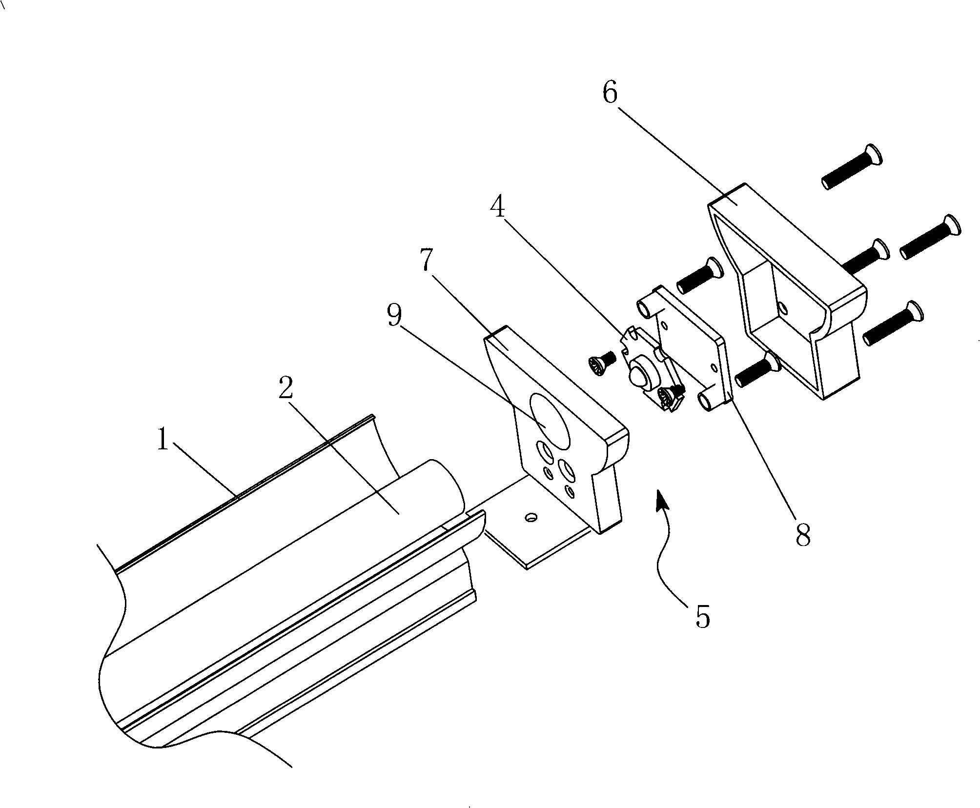 Illuminating device of LED light source oppositely shooting light guider possessing fluorescent lamp effect