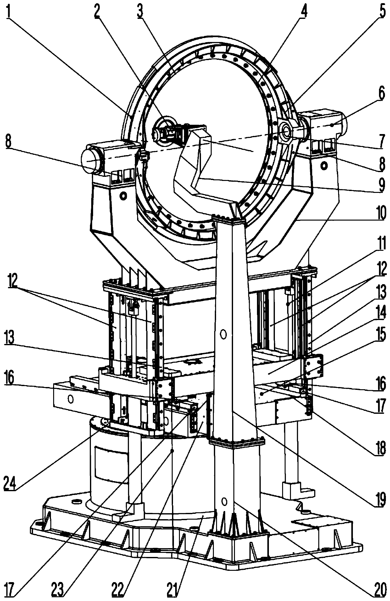 An eight-axis turntable for electromagnetic window testing