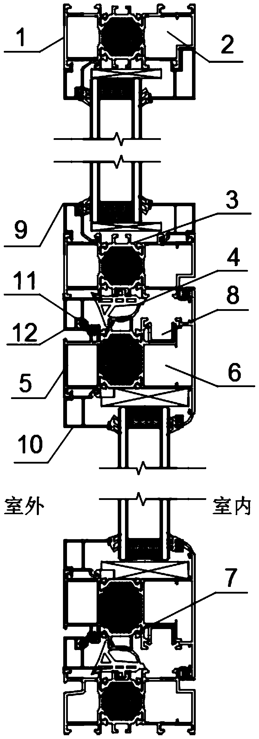 Internal/external double-plane heat-insulating bridge-cut-off casement window