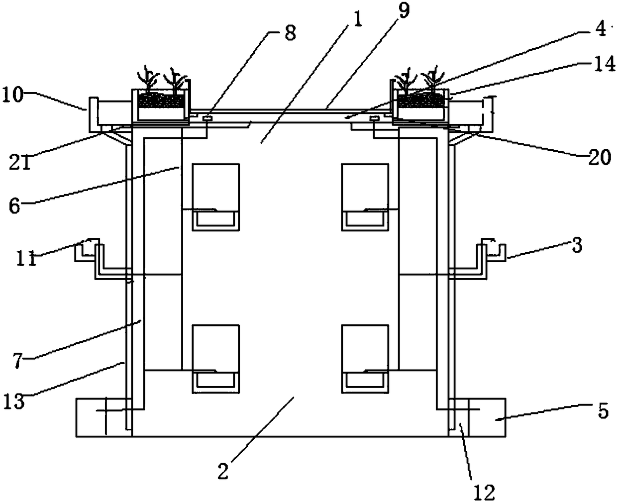 Self-treatment recycling system for domestic wastewater in buildings