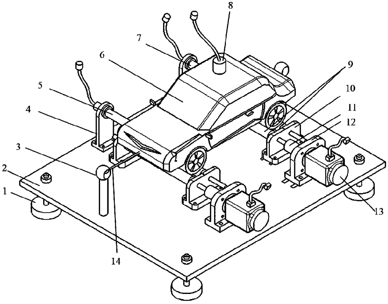 Teaching test table for indoor automobile vibration and noise test