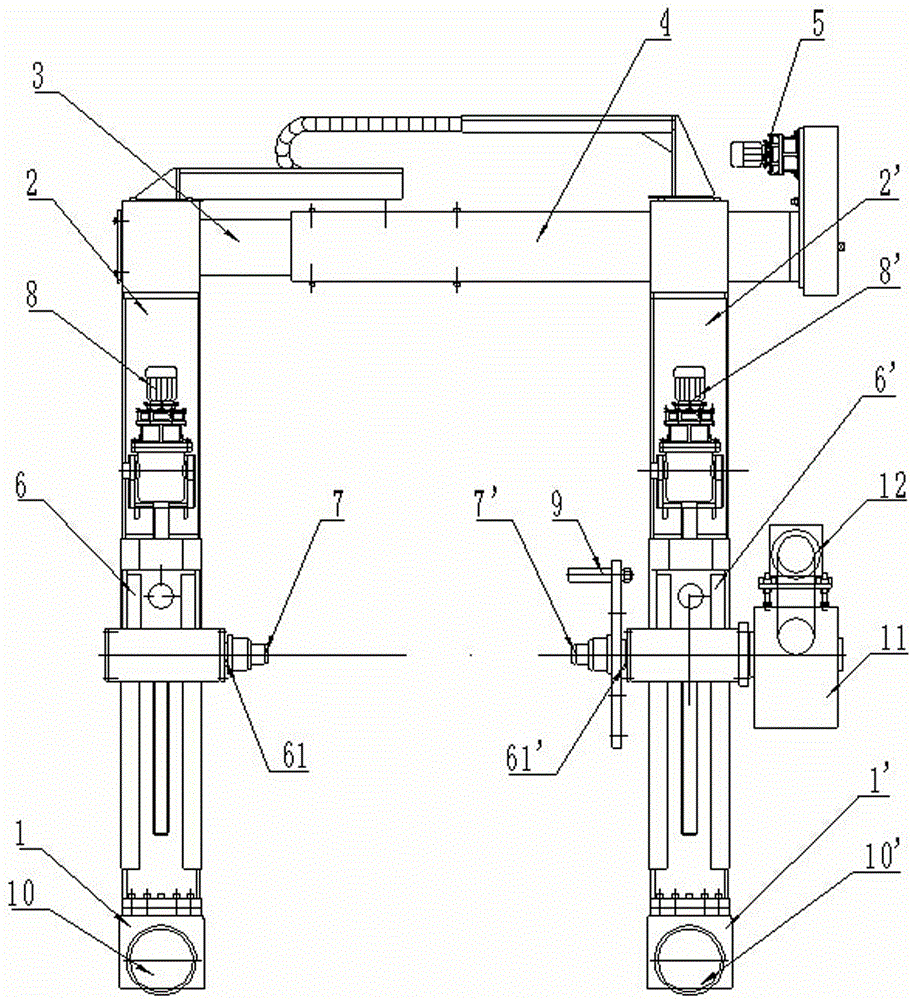 Walking type cable winding and arranging device for gantry ground rail