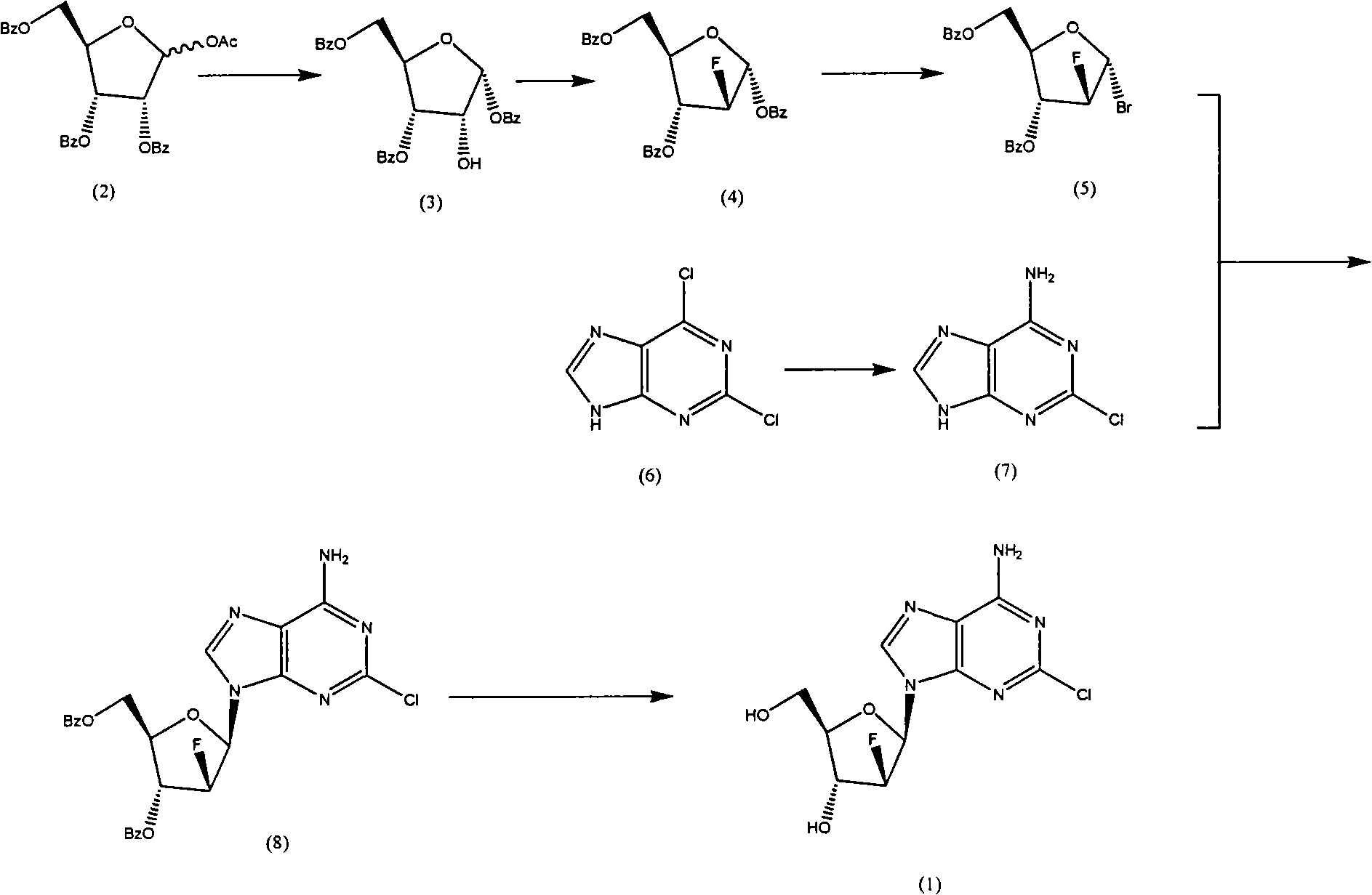 Synthesis method of clofarabine of nucleoside analogues