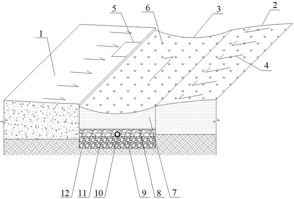 Ecological grass planting trench for cities with rich water resource