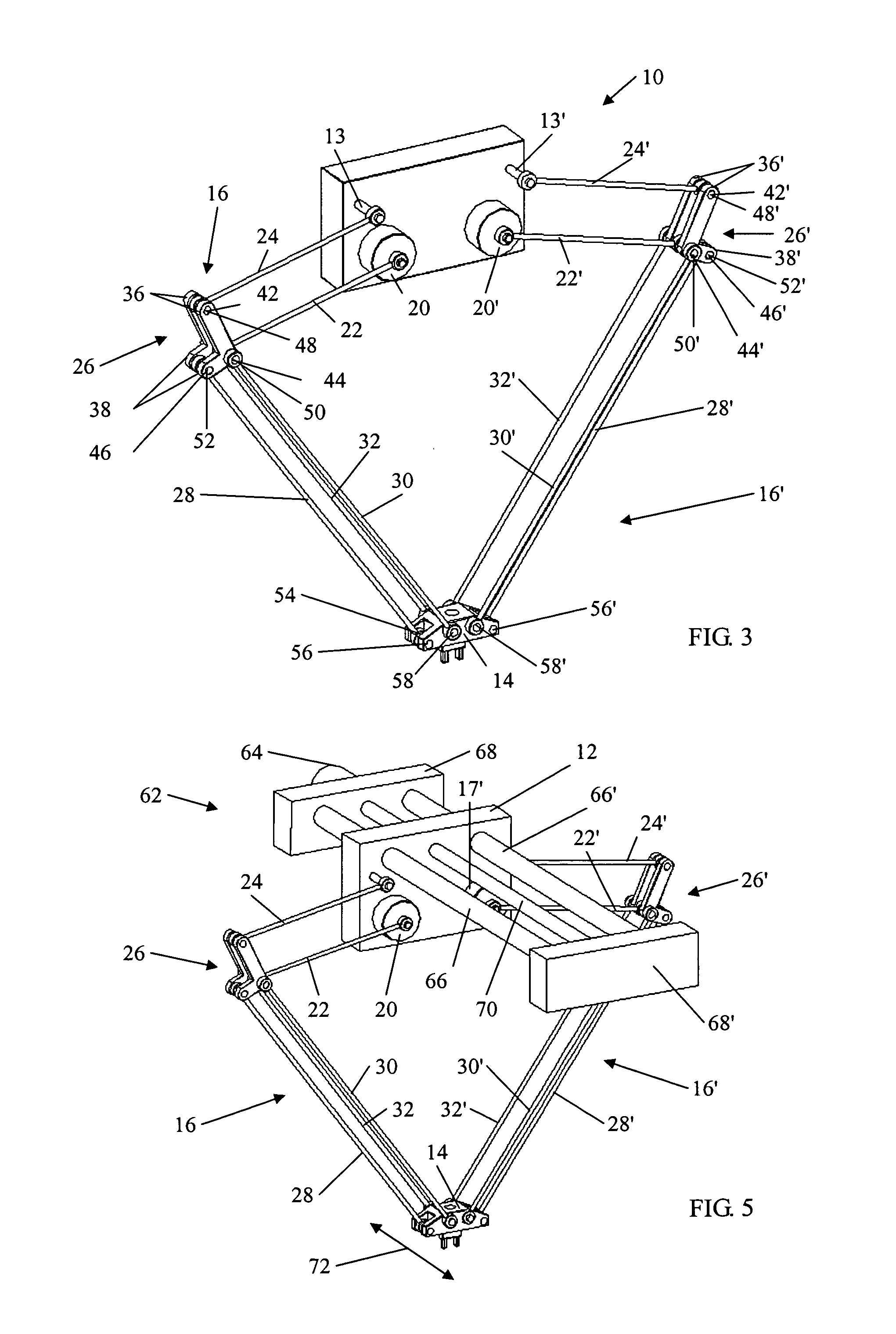 Planar parallel robot mechanism with two translational degrees of freedom