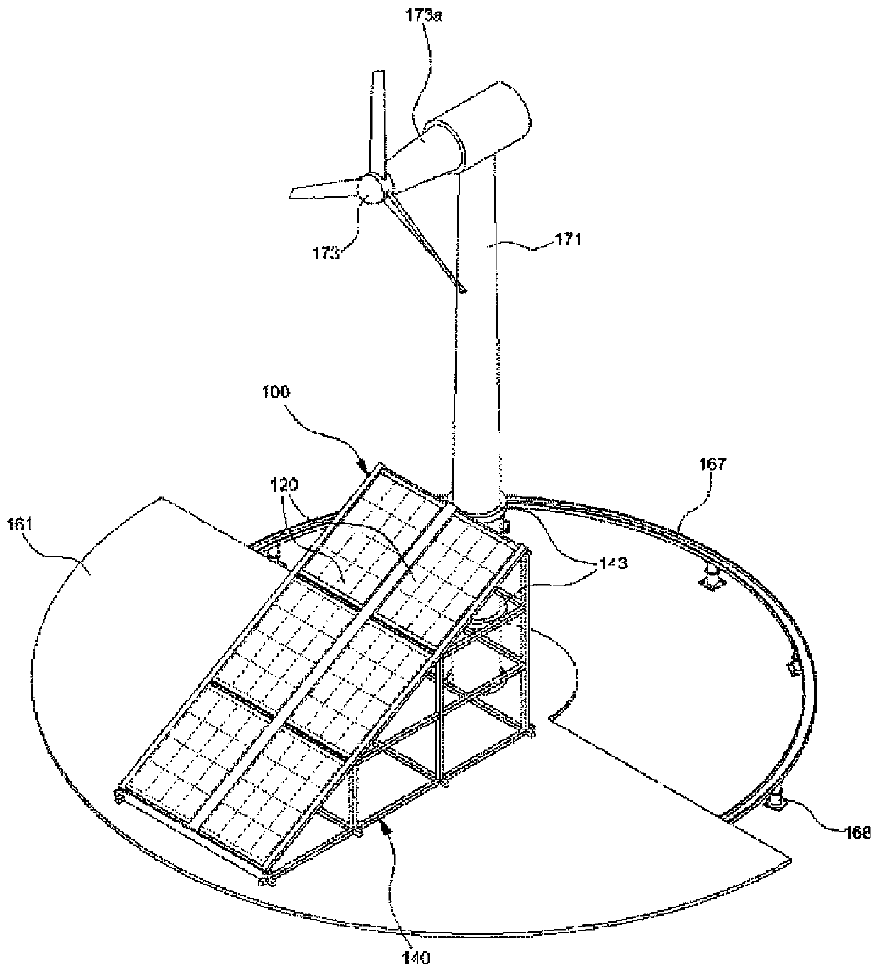 Merged/combined power generation system using solar heat and wind power