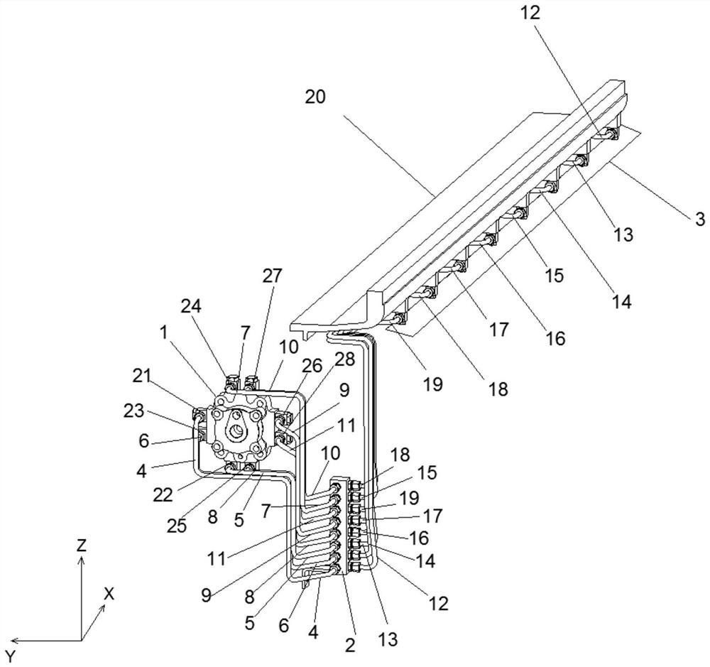 Layout method of marine diesel engine control air pipeline