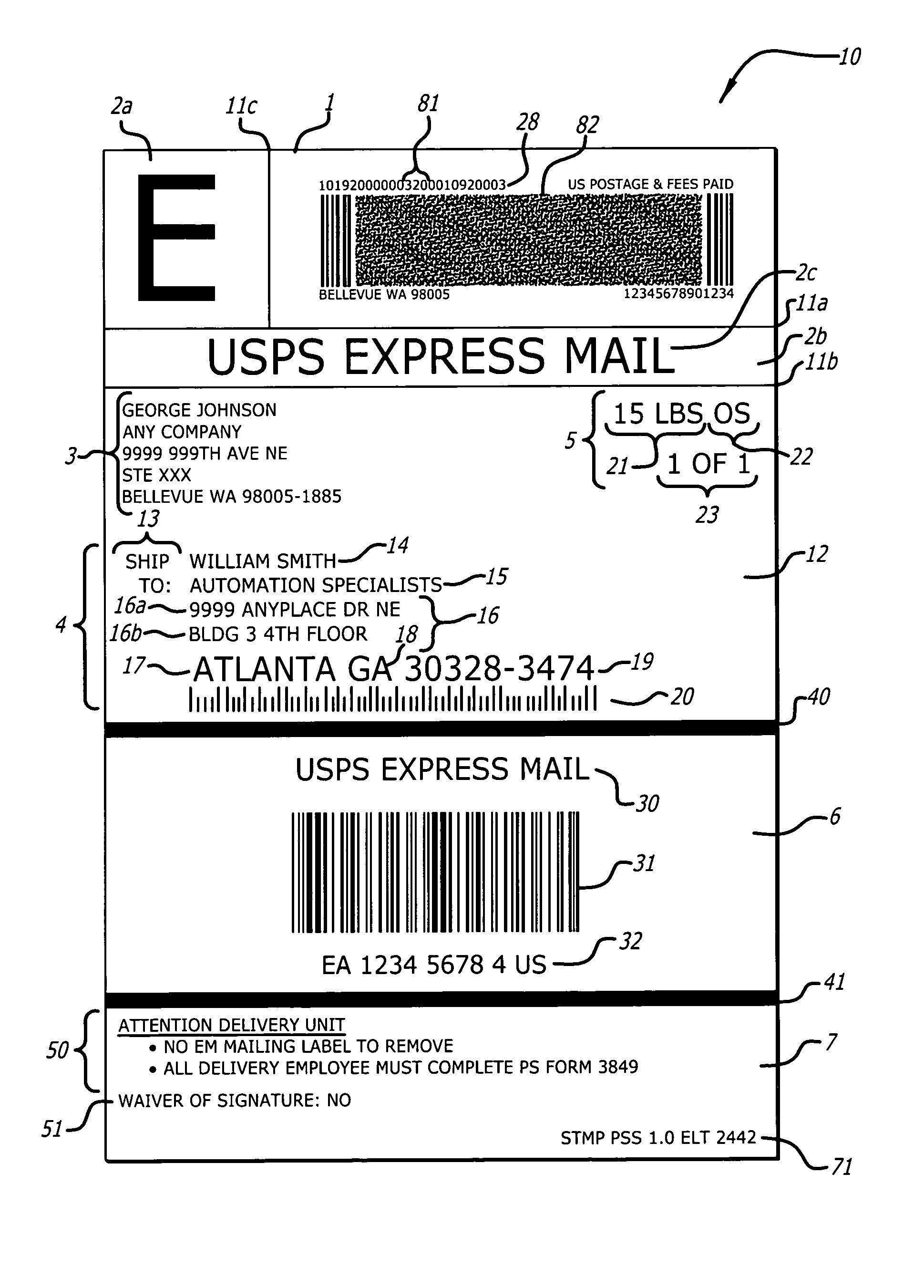 Postal shipping label