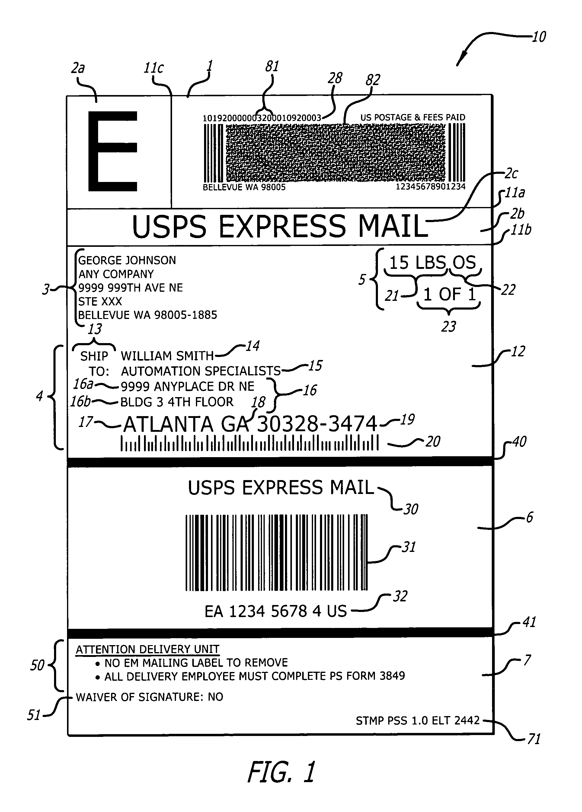 Postal shipping label