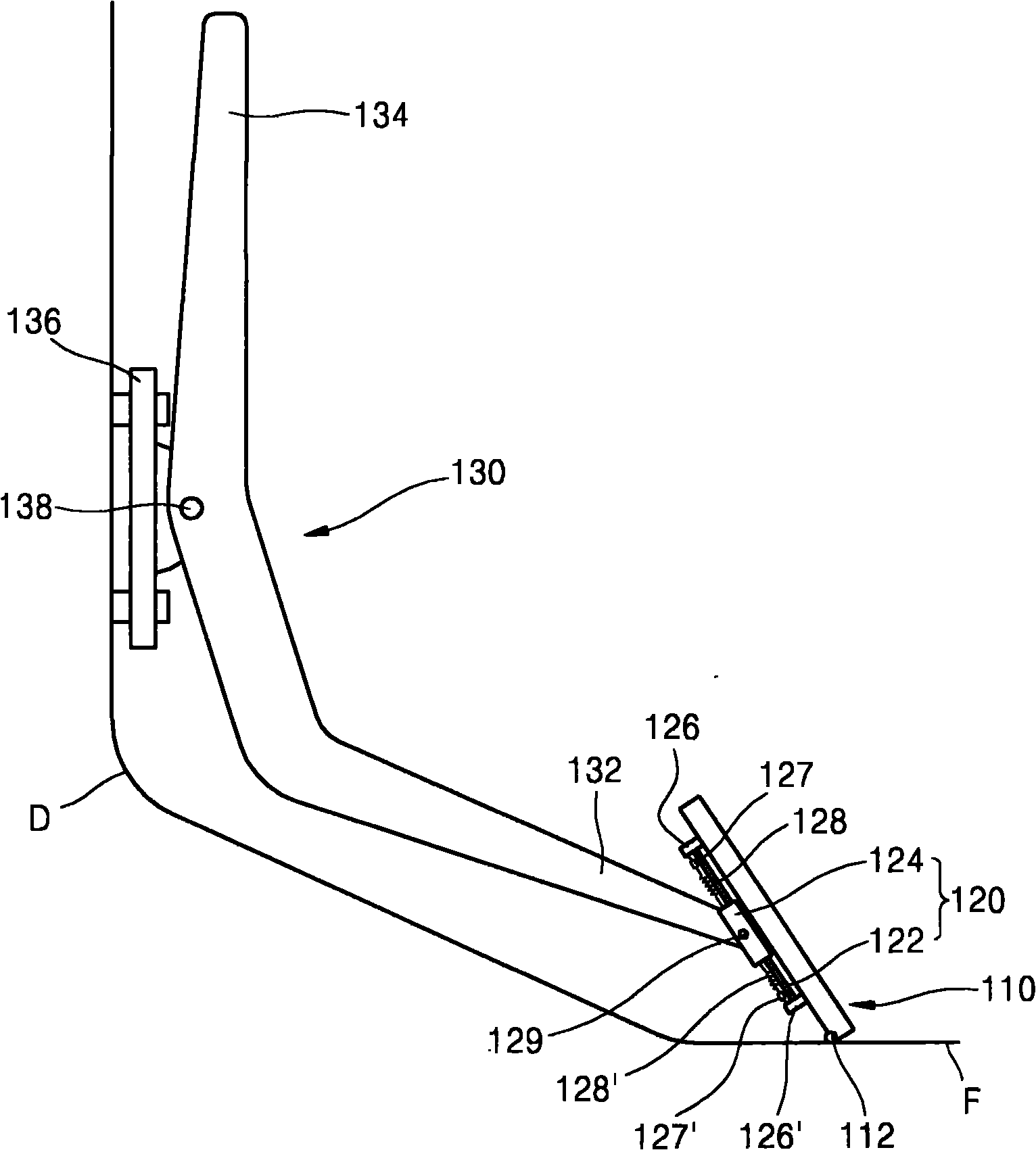 Organ type acceleration pedal assembly employing linear bearing