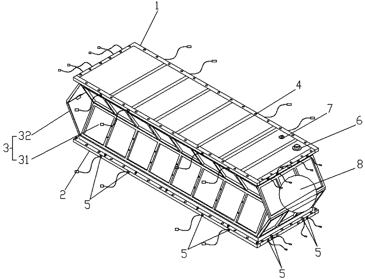 Folding box, pontoon bridge, erection method, pile foundation load device and load providing method