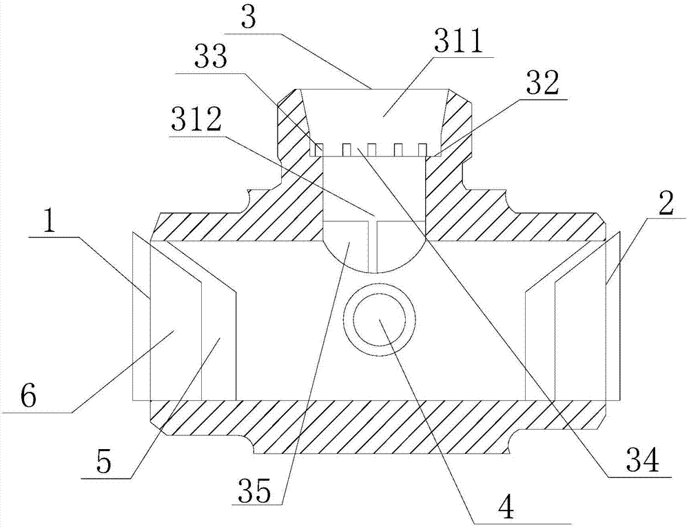 Three-dimensional four-way liquid pipe connector convenient to weld