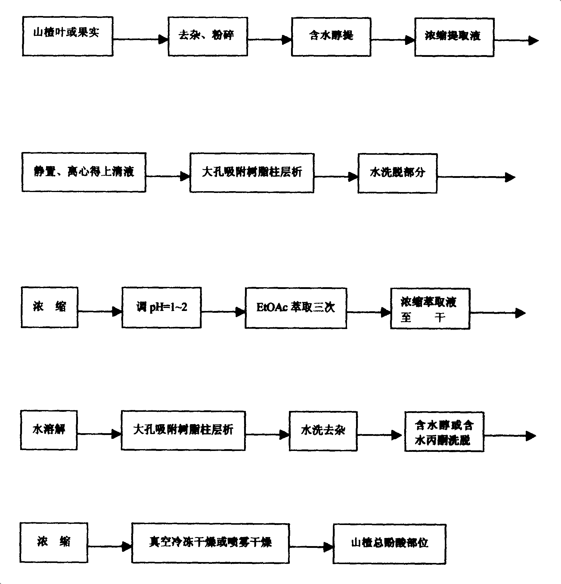 Preparation technology of crataegus total phenolic acid portion and application