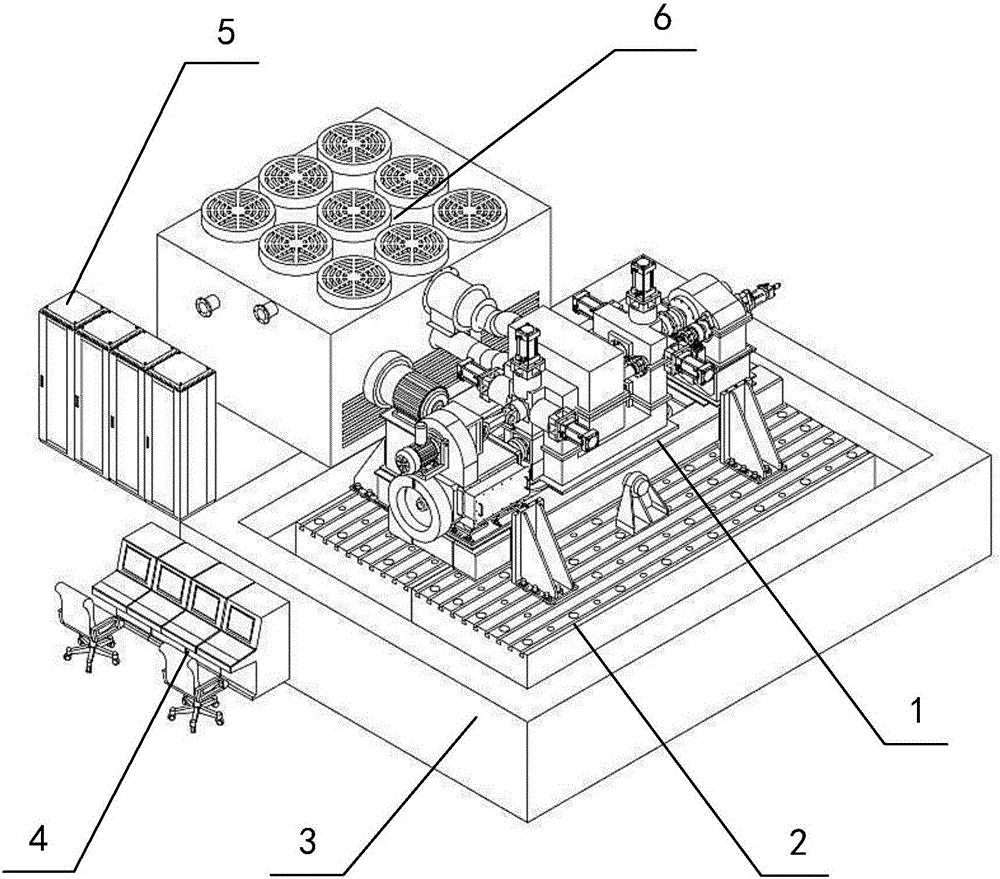 Motive power machine closed loop inclinable polygonal excitation gear box testbed