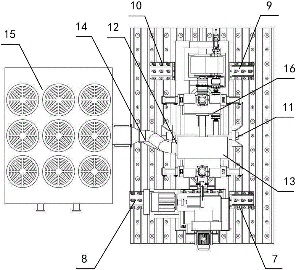 Motive power machine closed loop inclinable polygonal excitation gear box testbed