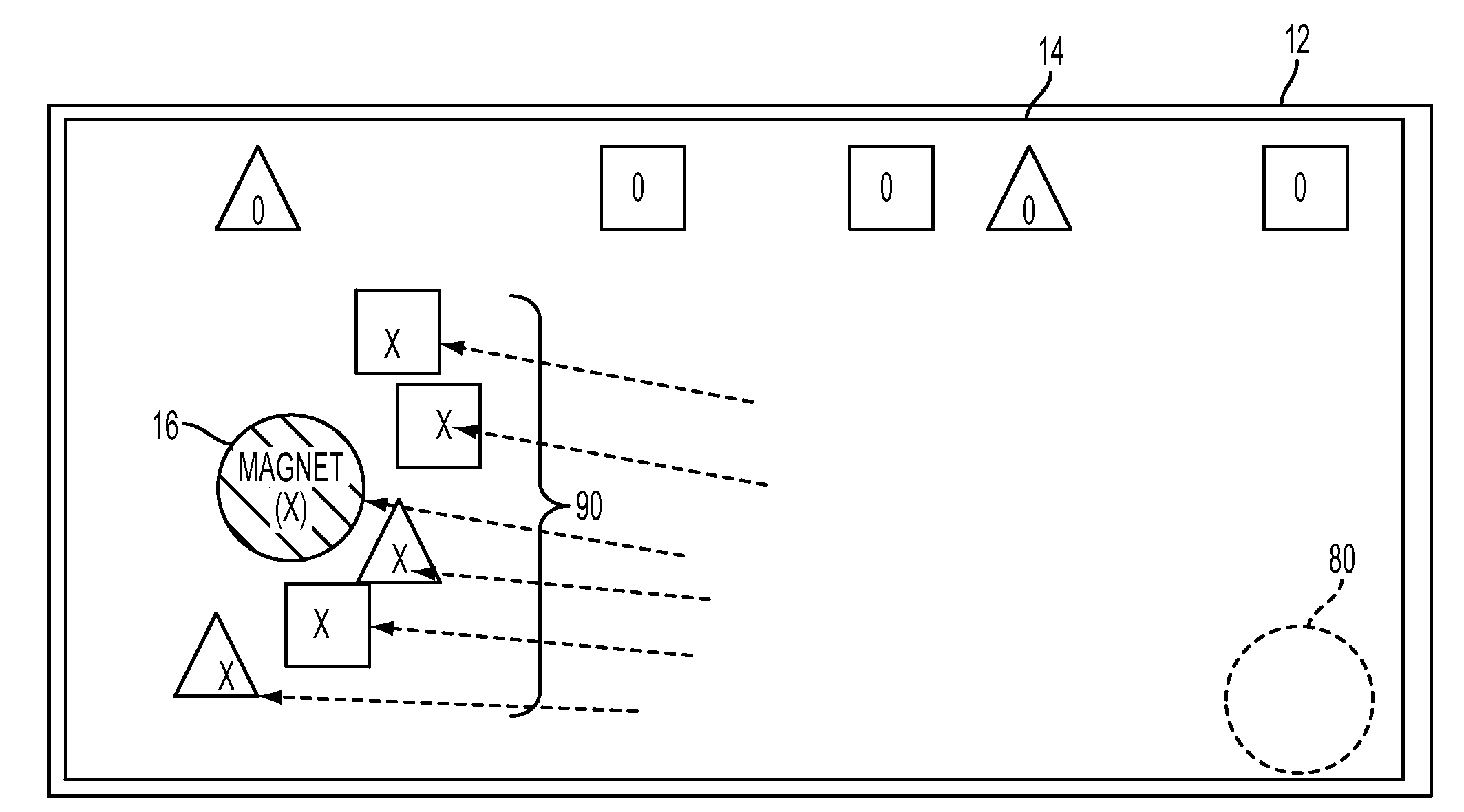 Manipulation of displayed objects by virtual magnetism