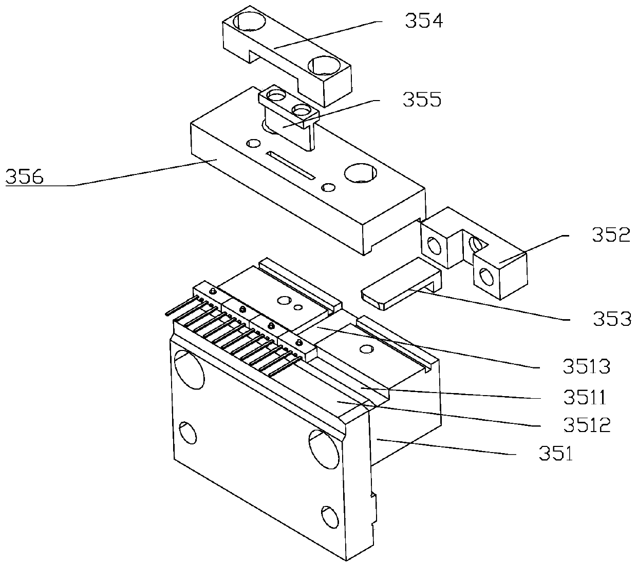 Fiber core cutting and assembly device of fiber wiring terminal