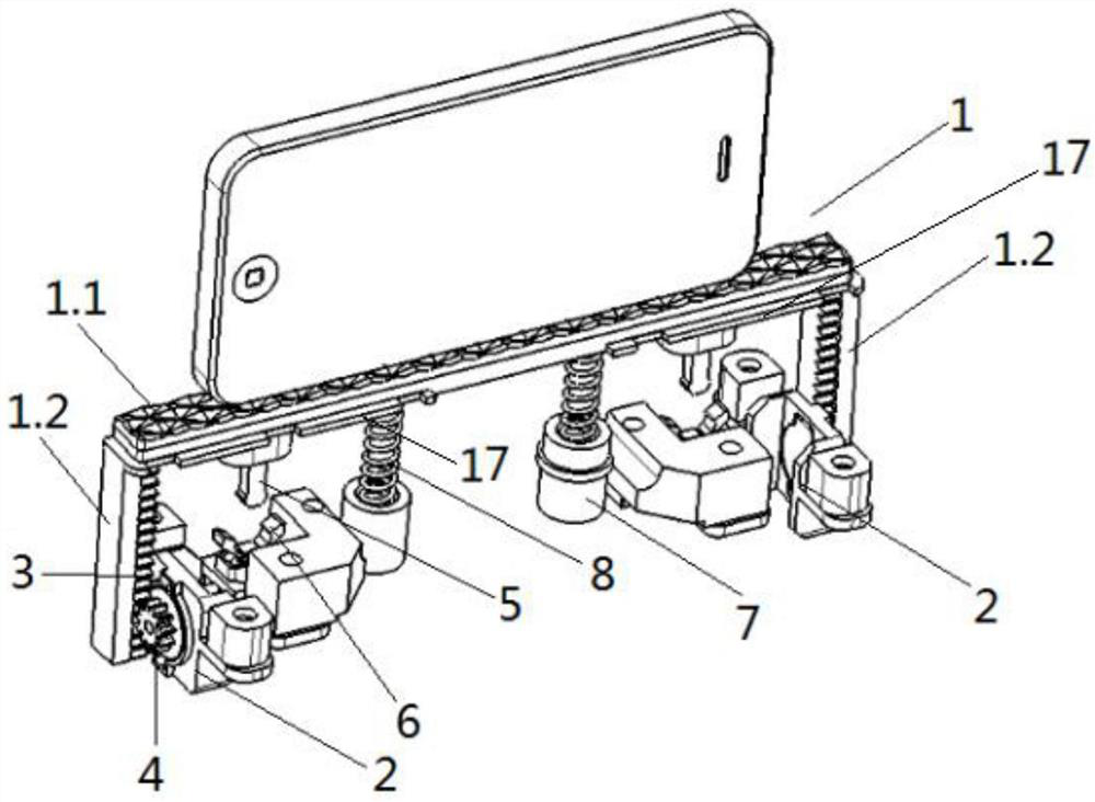 A liftable mobile phone support structure and a wireless charging storage box with the structure