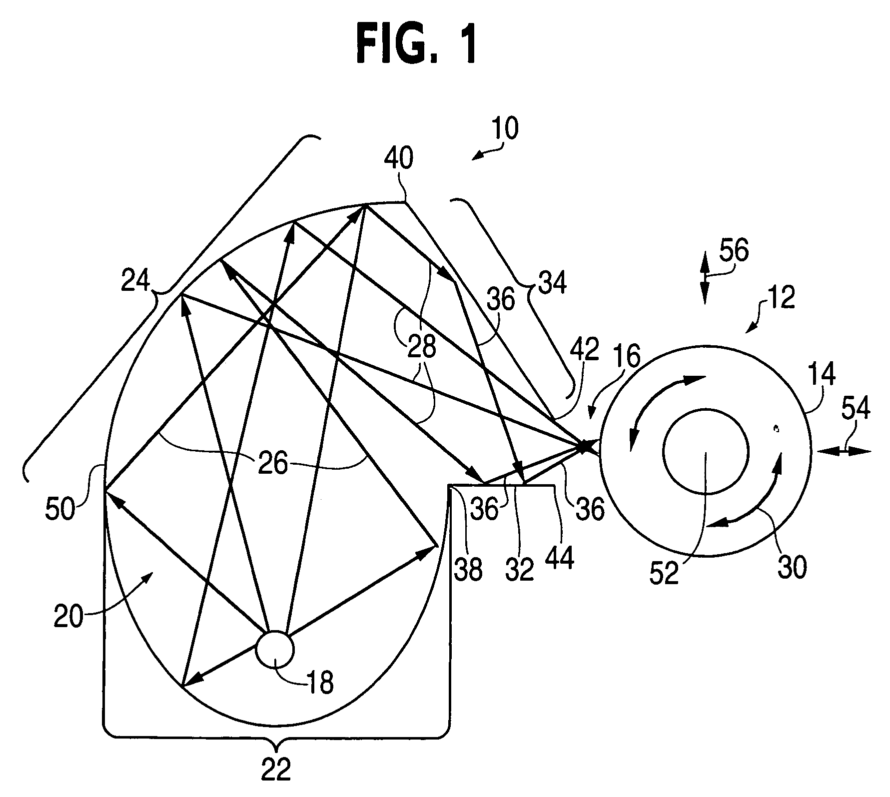 Apparatus and method for providing substantially uniform radiation of a three-dimensional object with at least one curved surface