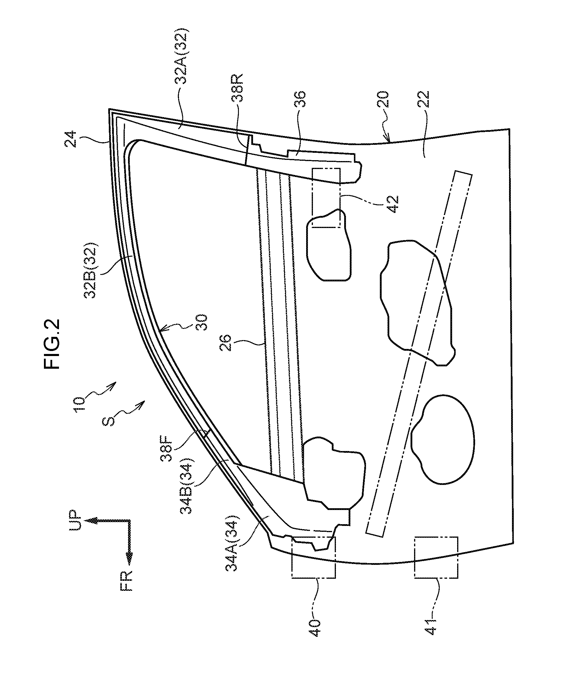 Vehicle door frame structure