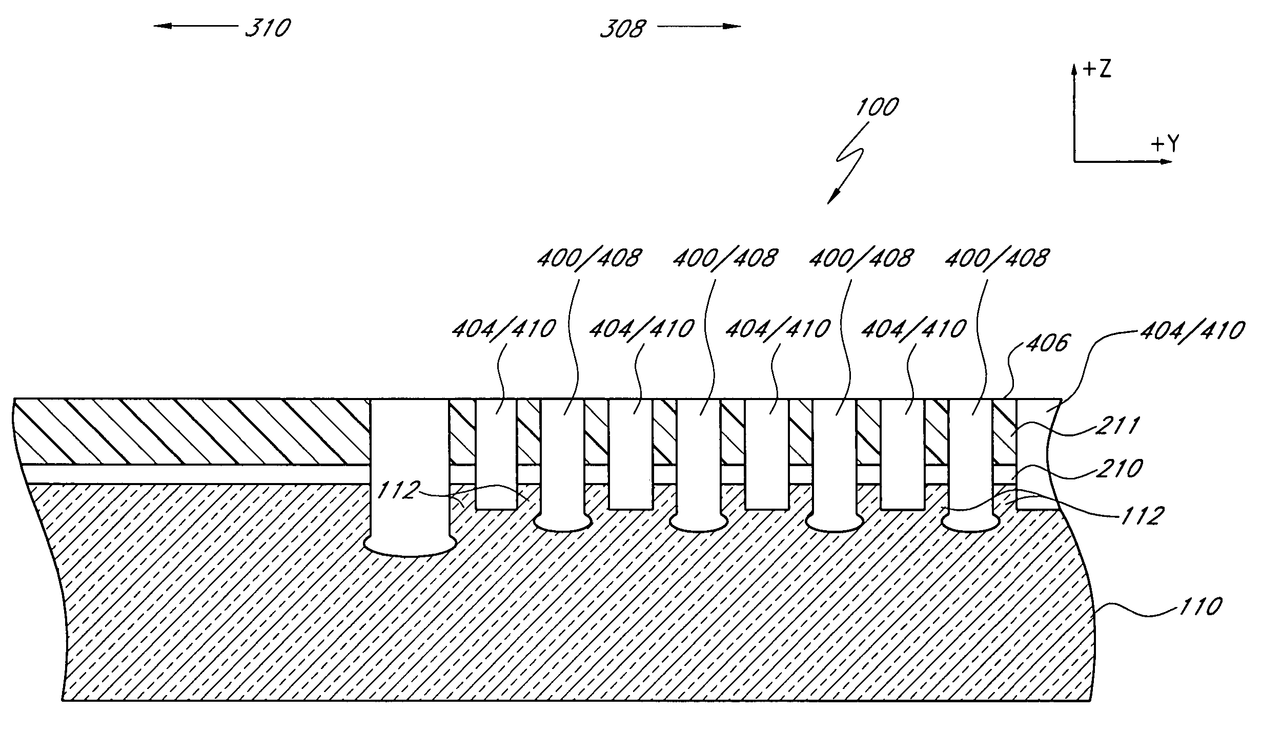 Masking process for simultaneously patterning separate regions