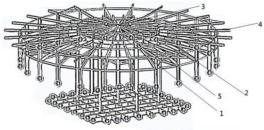 Large-span prestressed dome structure and manufacturing method thereof