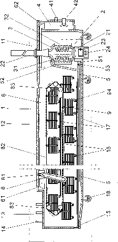 Circulating fruit and vegetable drying box with heat exchange device