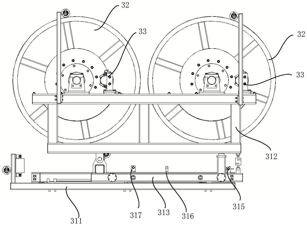 Constant-tension pay-off device for overhead line system