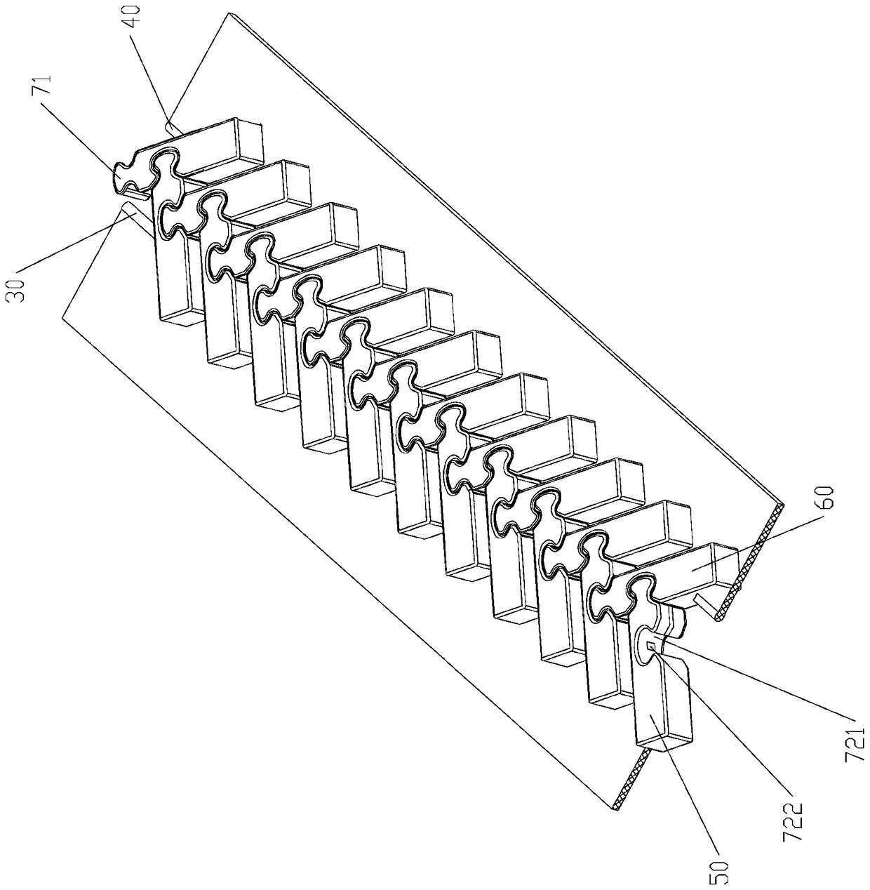 An oblique tooth plastic steel zipper