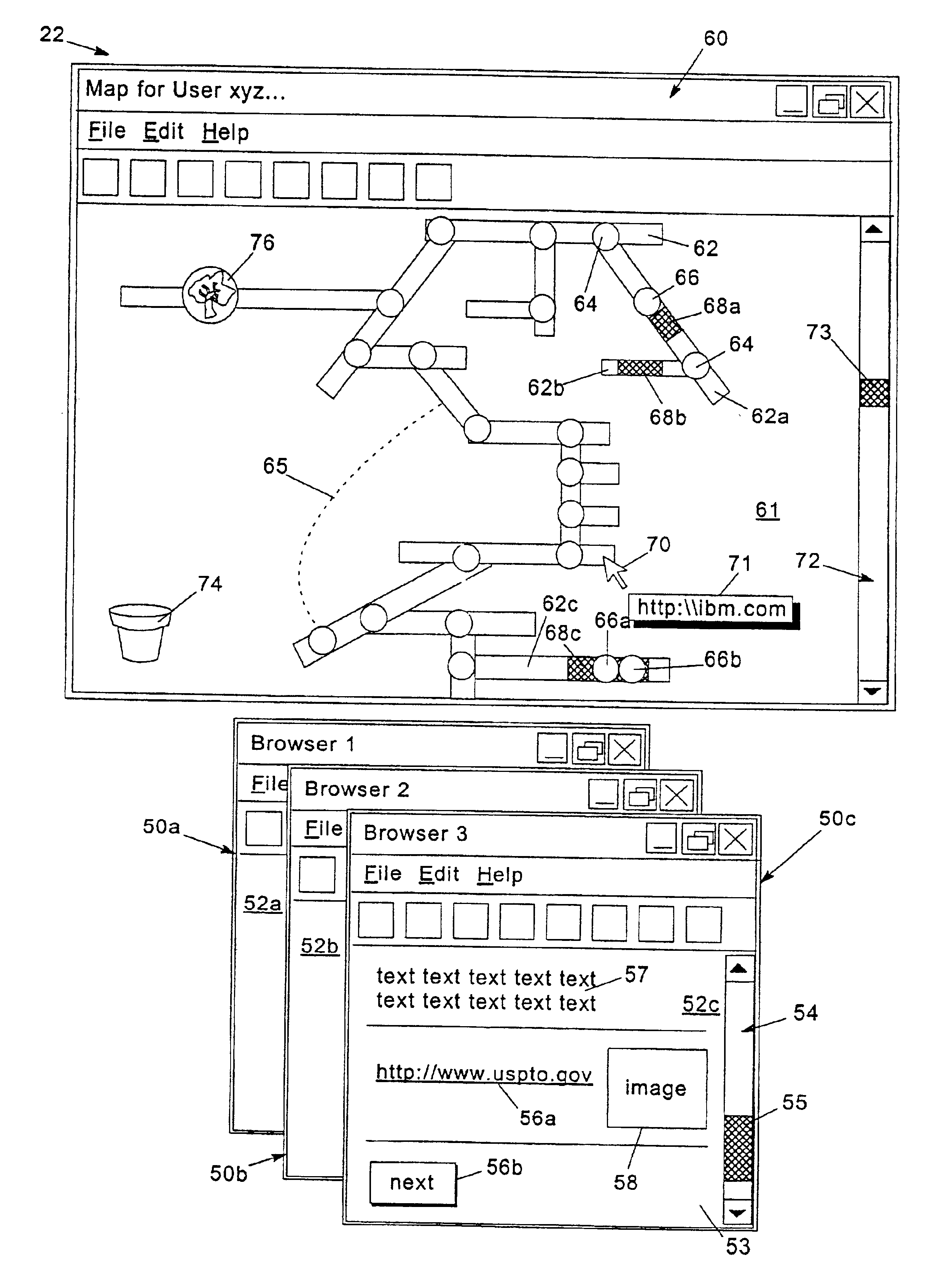 Multi-node user interface component and method thereof for use in performing a common operation on linked records