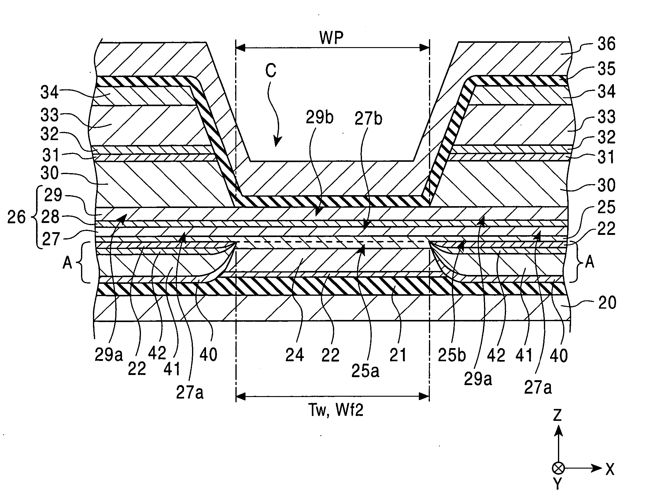 Magnetic detecting element having antiferromagnetic film having predetermined space in track width direction and method for manufacturing the same