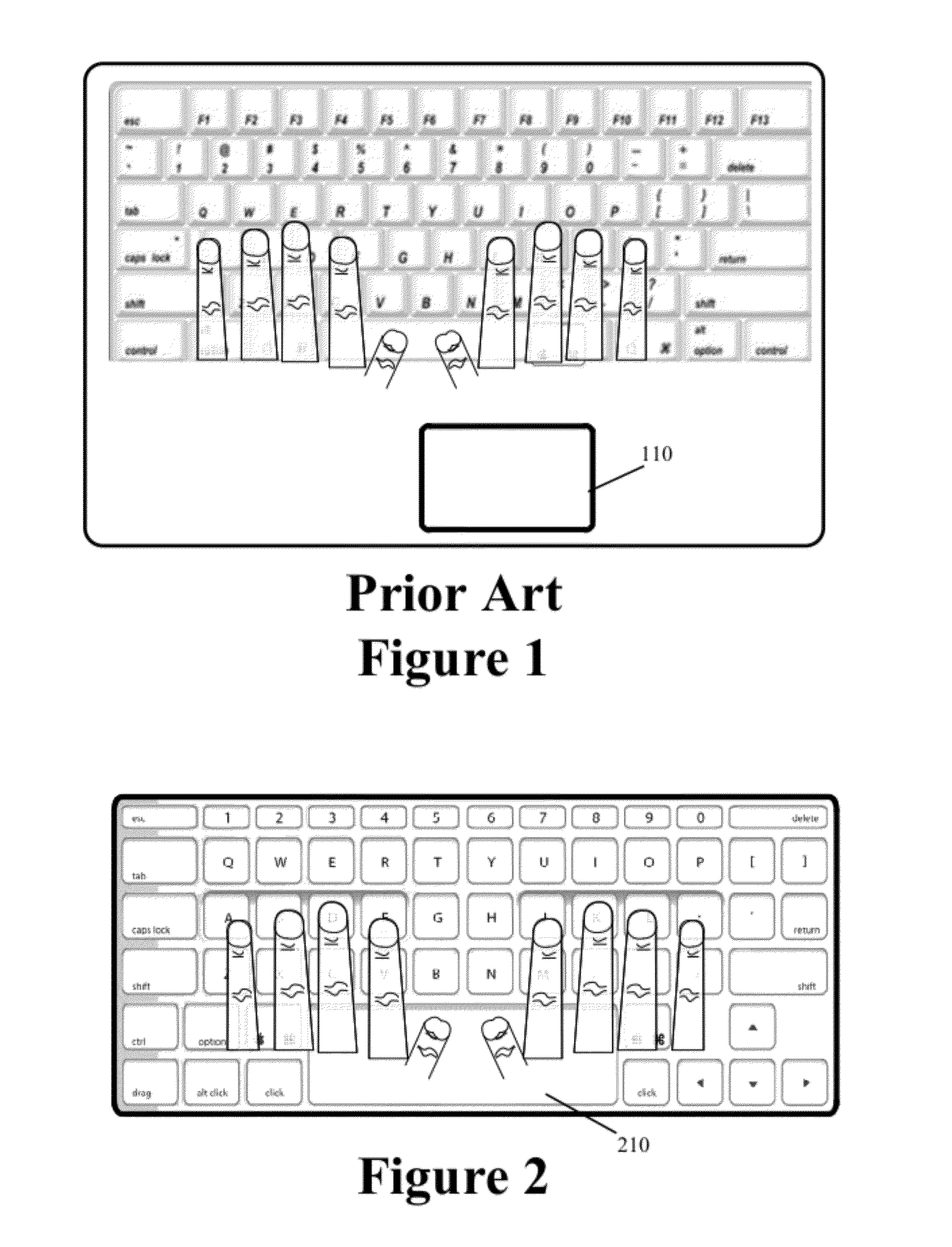 Keyboard with integrated touch surface